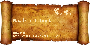 Madár Albert névjegykártya