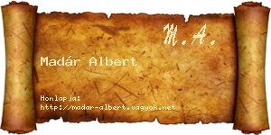 Madár Albert névjegykártya